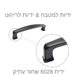 ⁦ידיות לארונות מטבח דגם 6028 שחור עתיק במידות⁩ – תמונה ⁦3⁩